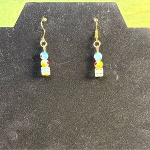 Blue and Yellow Millefiori Earrings
